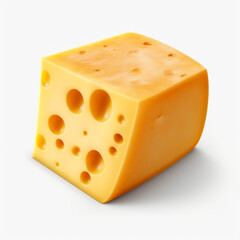 piece of cheese with a square shape on transparent background