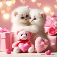 gatitos enamorados celebrando san valentin