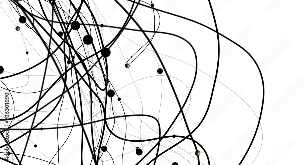 Poster Futuristic geometric double data flow background with connecting dots and lines. Abstract digital