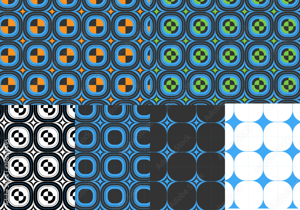 Poster 6 seamless pattern designs with geometric shapes, pattern vector for wallpaper or banner background