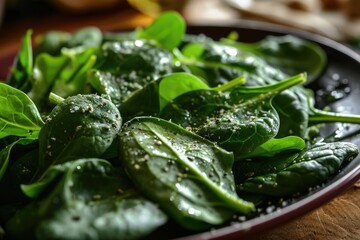 A plate of spinach with a delicious seasoning on top. Perfect for adding a healthy touch to any meal