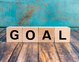 "Goal" Lettering on a Wooden Cube 