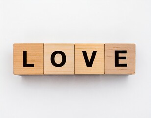 "Love" Lettering on a Wooden Cube 