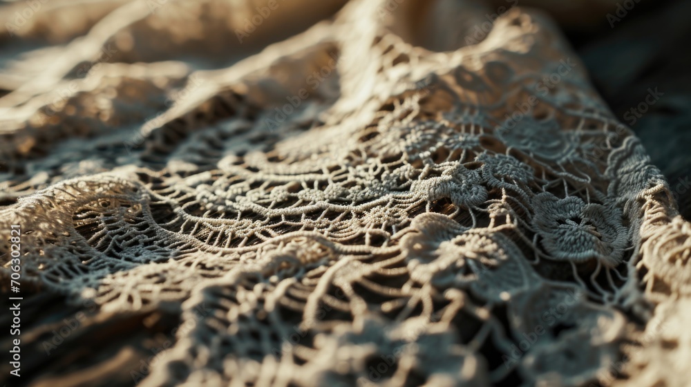 Poster a detailed close-up of a piece of lace. this versatile image can be used for various projects