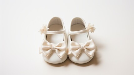 the tiny buttons and bows of baby chapal shoes, highlighting their miniature beauty against a pure white backdrop.
