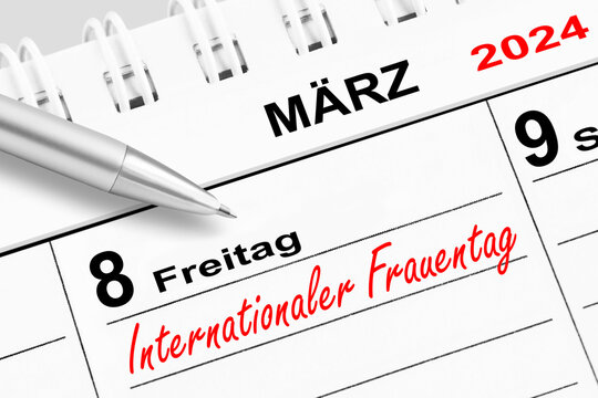 Deutscher Kalender Datum 8. März 2024  Freitag Internationaler Frauentag