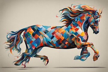 Obraz premium Horse artwork that combines elements of classic and modern art styles, creating a unique fusion of tradition and innovation