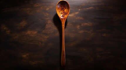 the warmth of a deep amber wooden spoon, its rich tones radiating coziness and comfort against the clean white canvas, evoking a sense of rustic charm and homely ambiance.