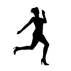 Silhouette of a slim female in dance pose. Silhouette of a woman dancing.
