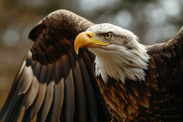A close-up view of an eagle with its wings spread wide. Perfect for nature enthusiasts and wildlife lovers
