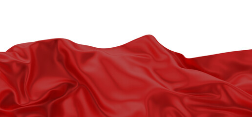 Abstract red cloth falling. Satin fabric flying in the wind