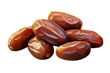 Dried dates fruits of date palm Phoenix dactylifera Infinite depth of field, retouched, clipping paths transparent background Generative Ai