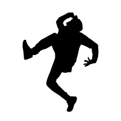 Silhouette of a slim male in dance pose. Silhouette of a man dancing.