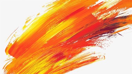 A vibrant orange and yellow brush stroke on a clean white background. This image can be used to add...