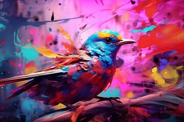 colorful bird mockup art