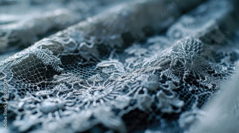 Poster A detailed close-up of a delicate lace pattern. Perfect for adding an elegant touch to any design or project