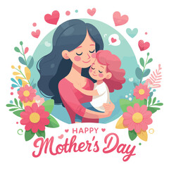 Happy Mother's day logo vector illustration, Generative Ai
