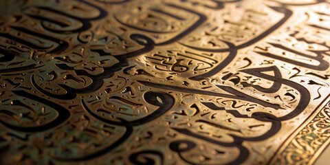 Arabic writing on a metal plate. Suitable for cultural and language-related projects