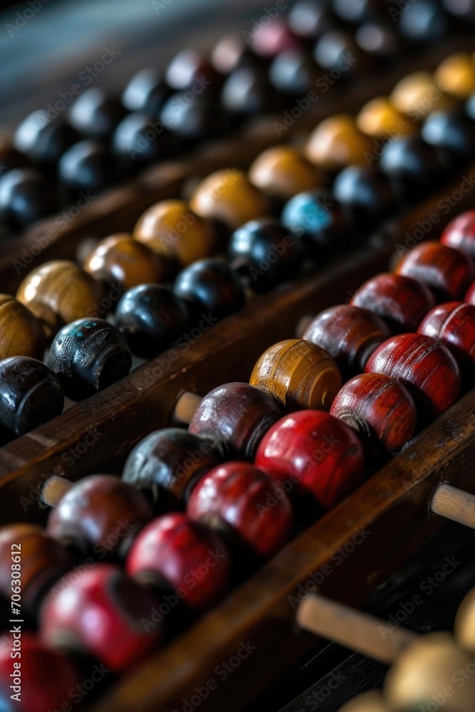 Poster a detailed view of a row of wooden beads. versatile and natural, this image can be used in various p