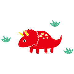 Dino funny characters, dinosaur cartoon elements. Pterodactyl and t-rex, adorable dinos. 