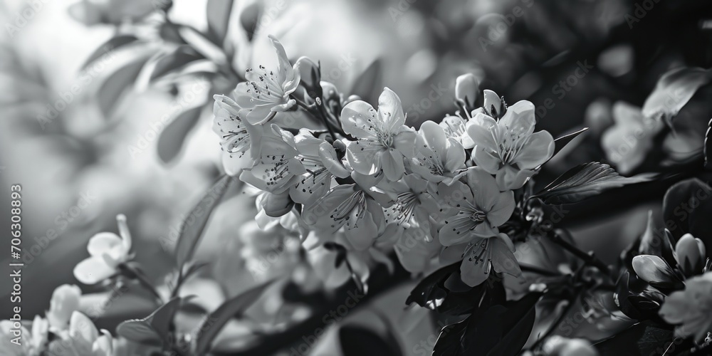 Aufkleber a black and white photo of a beautiful flowering tree. perfect for adding a touch of elegance to any