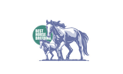 power and strong horse running logo, silhouette of great mane moving in farm vector illustrations