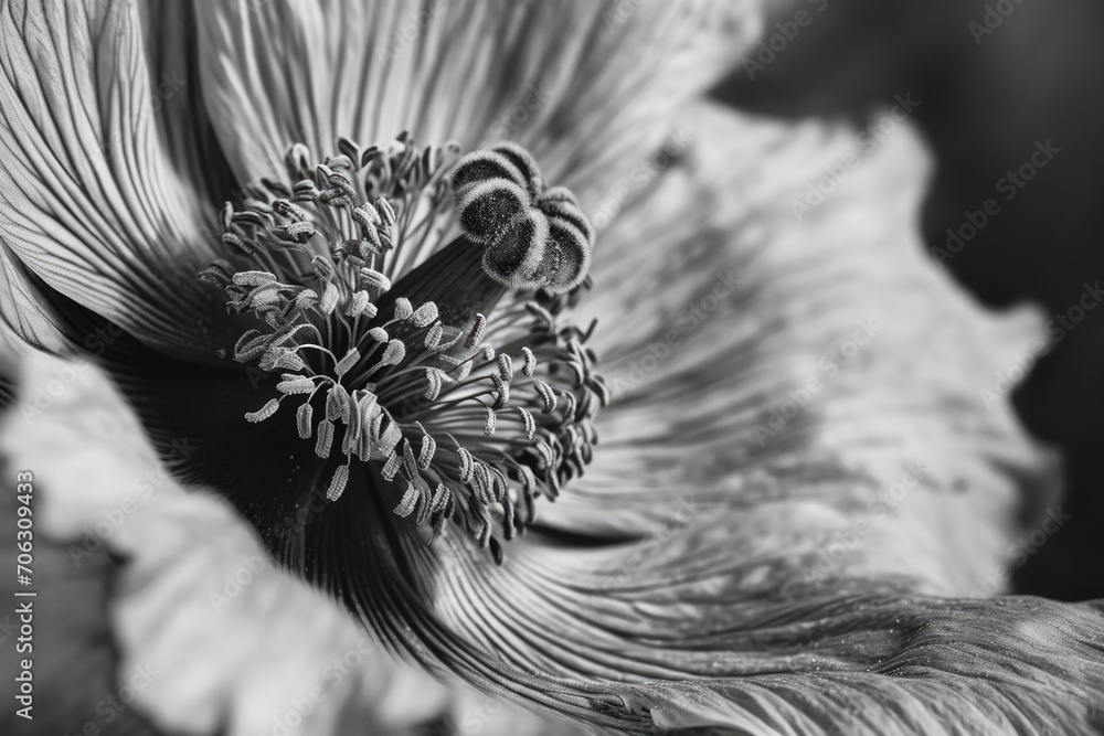 Poster a black and white photo of a flower. perfect for adding a touch of elegance to any project