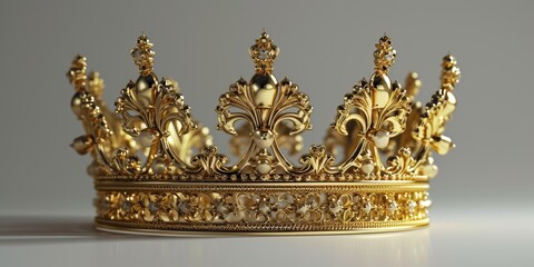 A gold crown sitting on top of a table. Perfect for royalty-themed designs and concepts