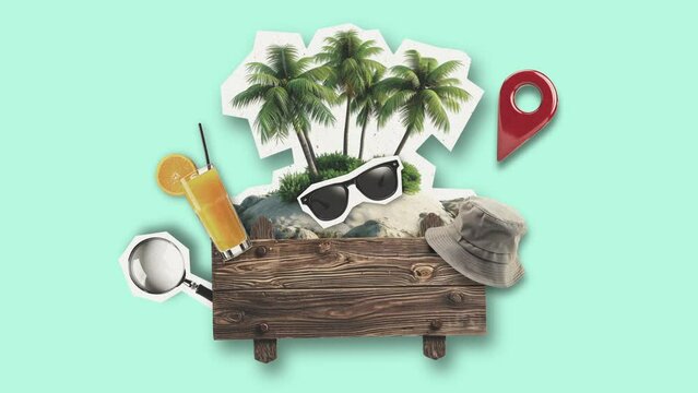 holiday collage animation, cut out crumpled paper, montage motion Graphics