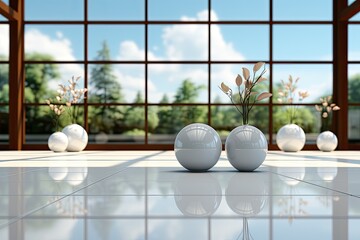empty long corridor in the modern office building. Bright empty office interior