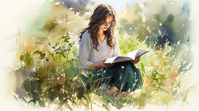 student_girl_reading_book_in_the_grass