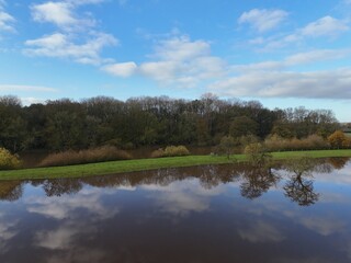aerial view of extreme flooding from the River Derwent Breaching its banks North Yorkshire 2024