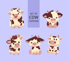 Obraz premium a set collection of cute expression cow illustration