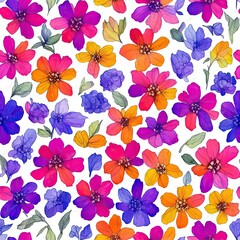 Flowers. Abstract seamless pattern. AI generated.