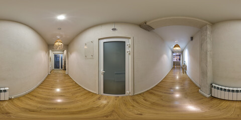 360 panorama empty corridor with doors for room office. seamless spherical 360 hdri panorama in...