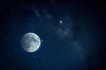 Звездное одиночество: Отражающийся ночной пейзаж с бесплотной луной. Фон