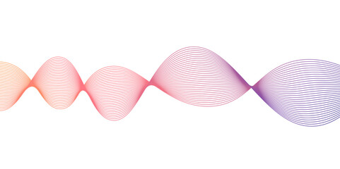 Design element. Many purple line circle ring waves.Abstract wavy stripes on a white background isolated. Creative line art. Design elements created using the Blend Tool.	
