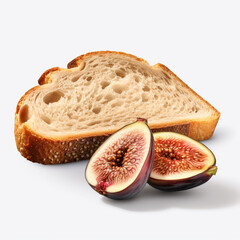 slice of bread with figs on transparent background created with Generative Ai