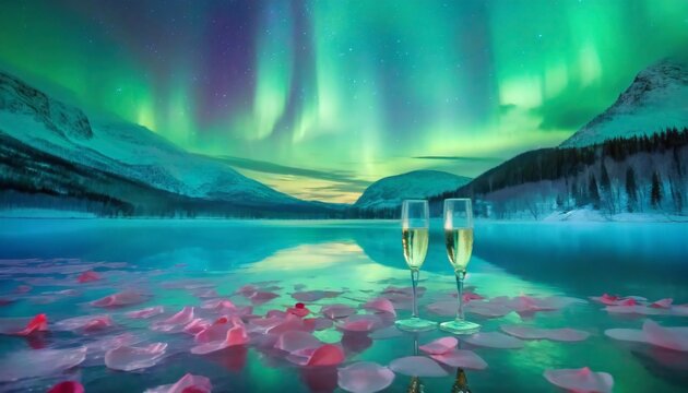 landscape with lake and mountains