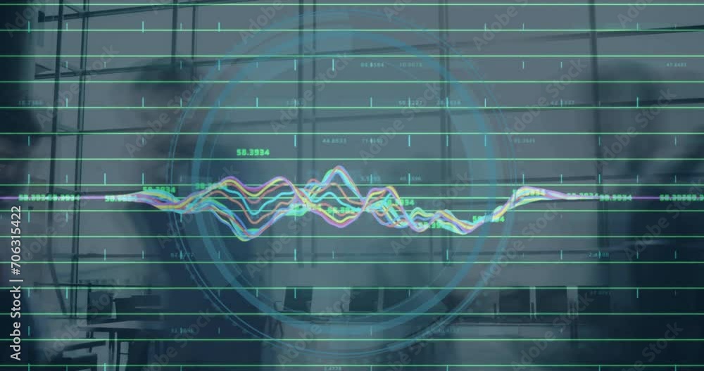 Poster animation of scope scanning and financial data processing