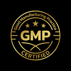 GMP certified icon or logo. Good manufacturing practice stamp or badge. Vector illustration.