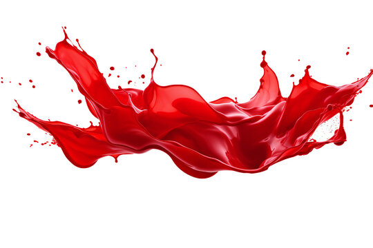 Liquid Paint Transparent red splash on white background Generative AI