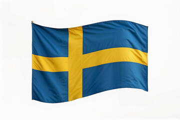 The flag of Sweden is flying on a light background.