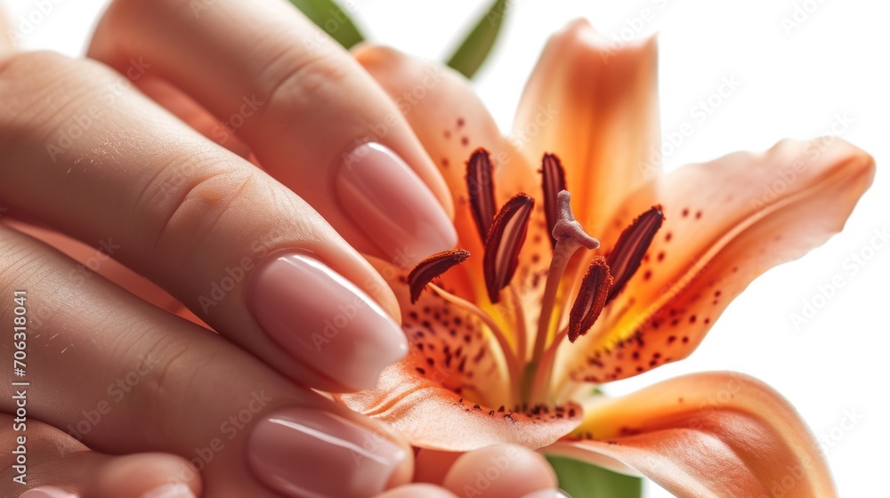 Poster a close-up view of a person holding a flower. suitable for various purposes and designs