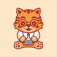 Cute cat animals holding potion bottle cartoon illustration