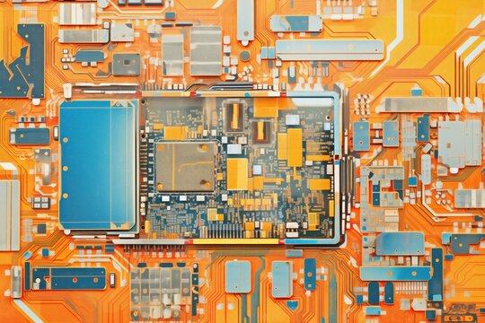 close-up of microchips and circuits under magnification