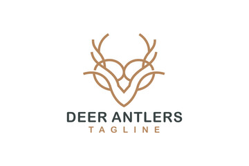 Deer Line Drawing Vector Logo