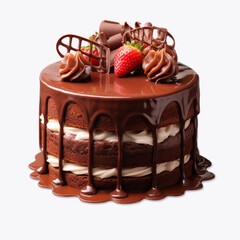 photography of a chocolate cake isolated on a transparent background created with Generative Ai