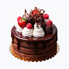 photography of a chocolate cake isolated on a transparent background created with Generative Ai