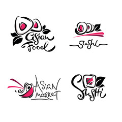 vector collection for sushi logo, labels  and
emblems